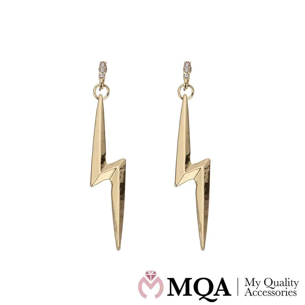 Örhängen blixtdesign och med 3 små klara stenar