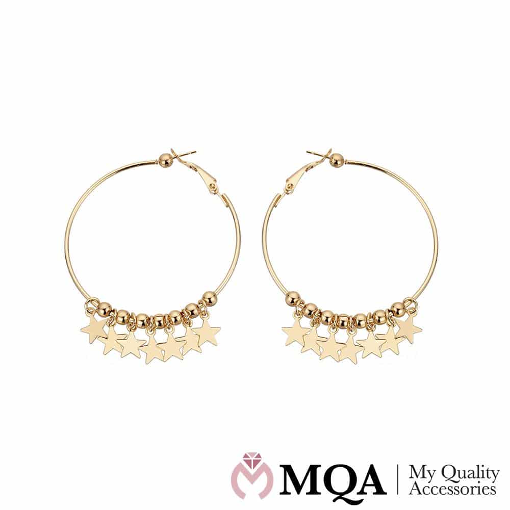 Örhängen med 7 små bollar och stjärnor