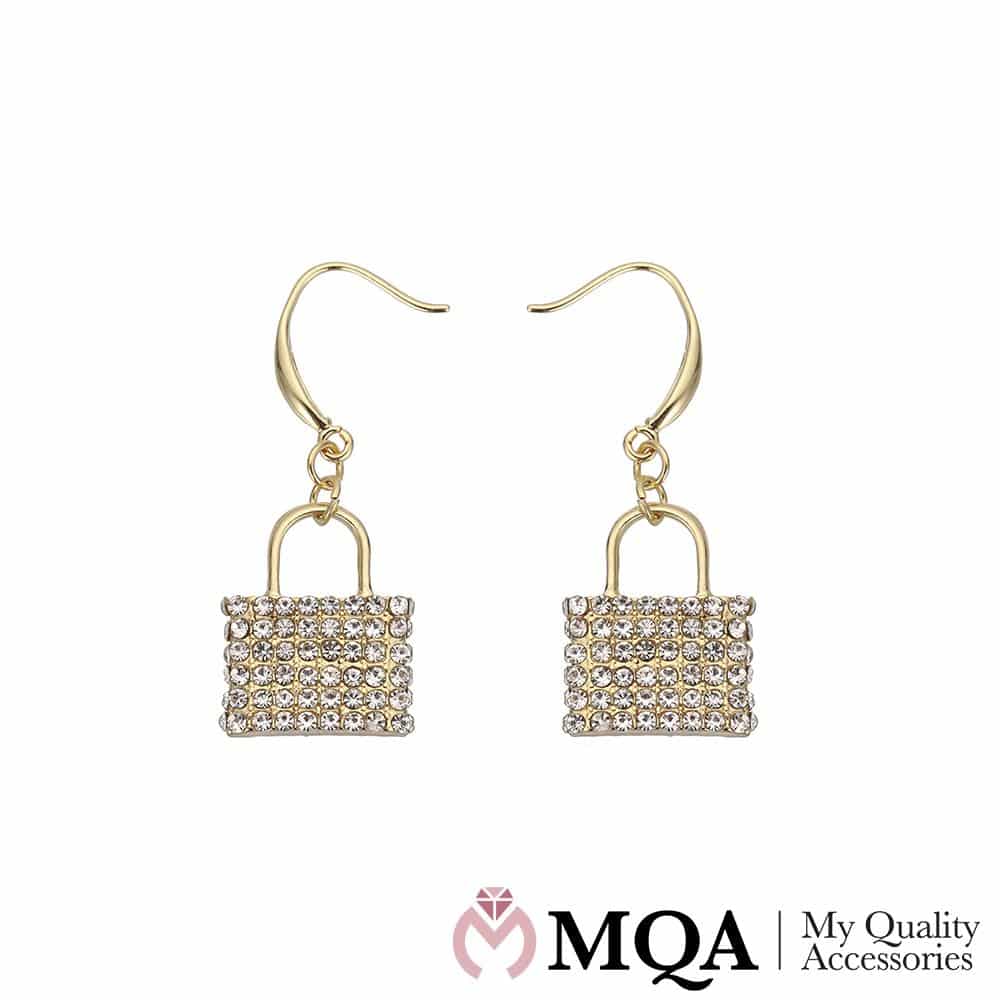 Örhängen hänglås med små glittrande stenar