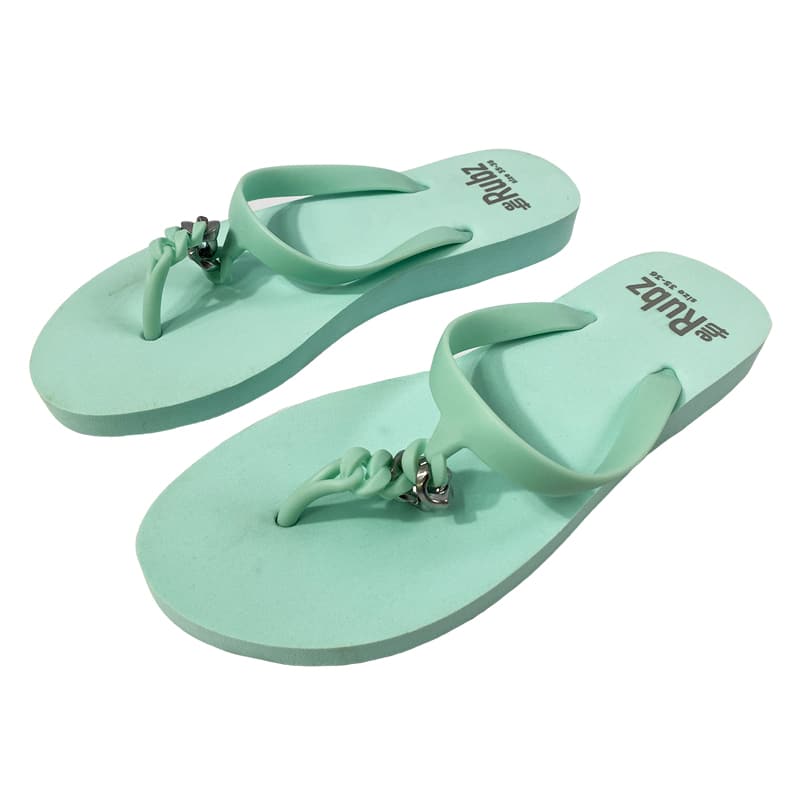 Flip flops från trendiga "The Rubz" Unisex - Mint och Silver Metal