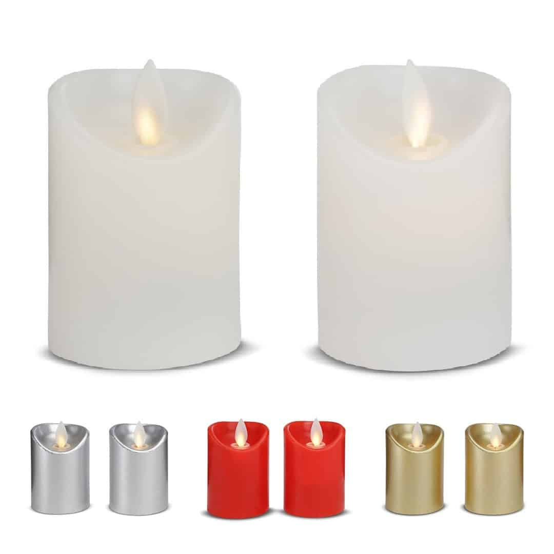 LED-ljus - 2 st. - 7 cm - med 3D-låga - (flera färger)