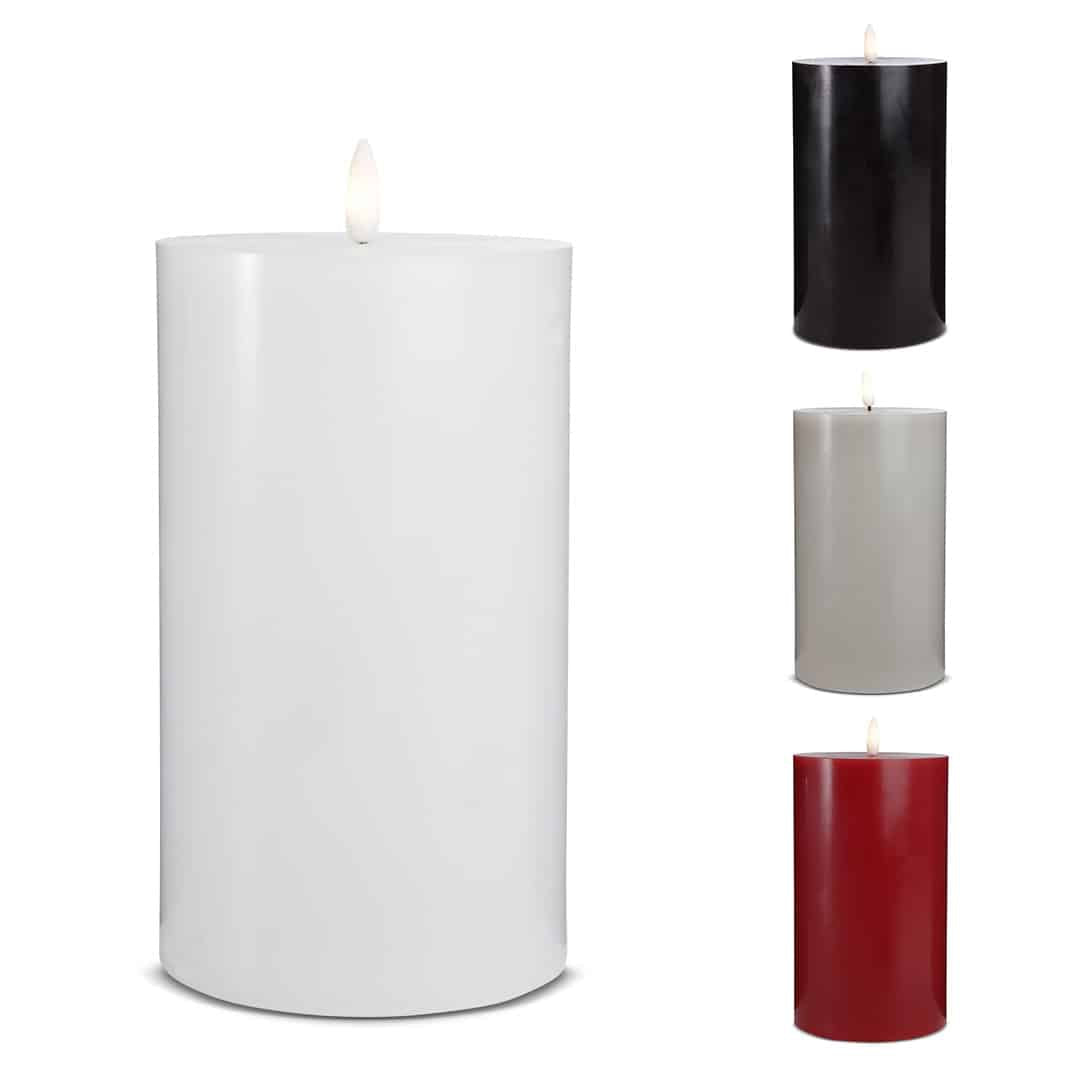 LED-ljus – 1 st. – ø10 x 20 cm – m/3D-låga – (flera färger)