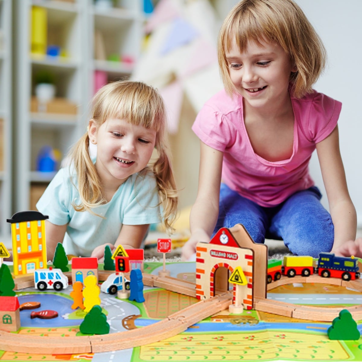 Tågbana i trä - 54 delar -