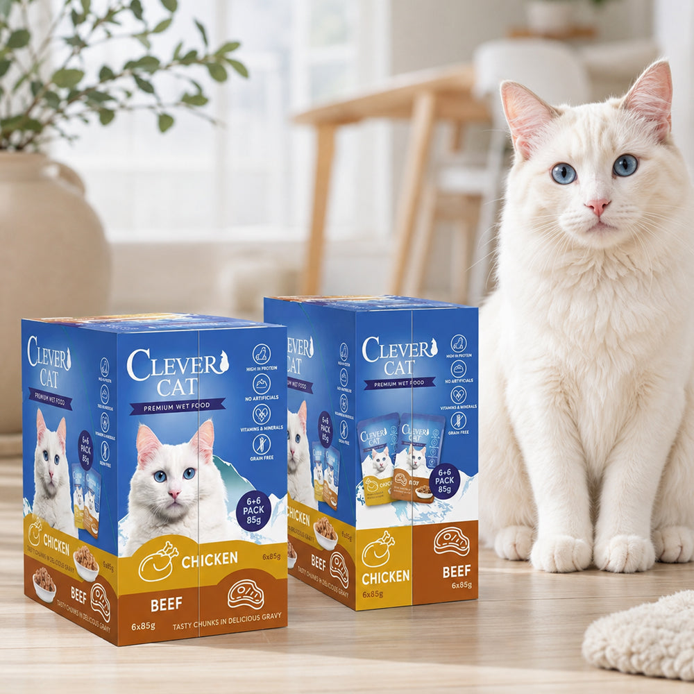 Premium våtfoder – 12 x 85 g med kyckling och nötkött