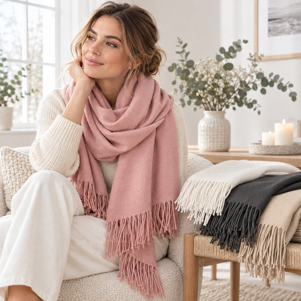 Elegant Halsduk med Fransar – Flera Vackra Färger – 70 x 180 cm – 200 g.