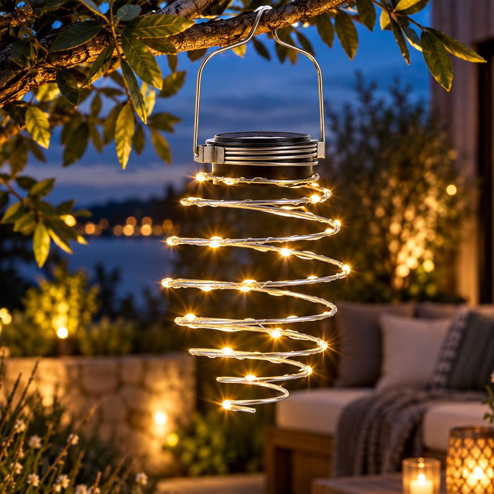 Solar Spiral Hänglampa – 16 LED med Varmt Ljus