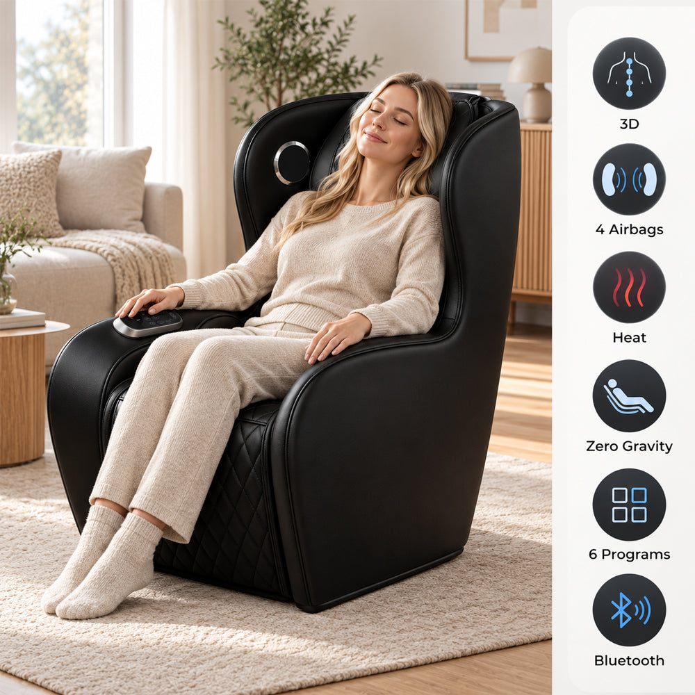 3D-massagefåtölj – Zero Gravity och värmefunktion – modell 988C6, svart