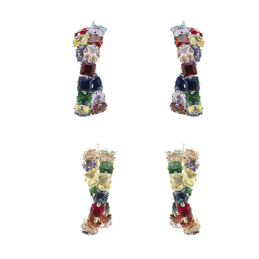 Örhängen med många färger, guld eller silver