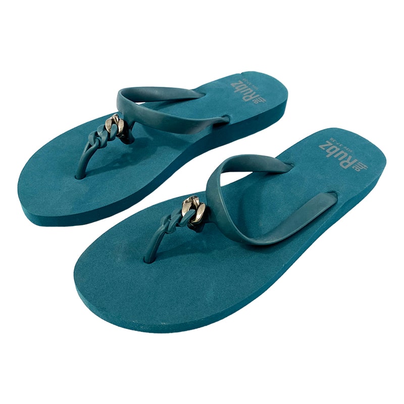 Flip flops från trendiga "The Rubz" Unisex - Petrol & Silver Metal