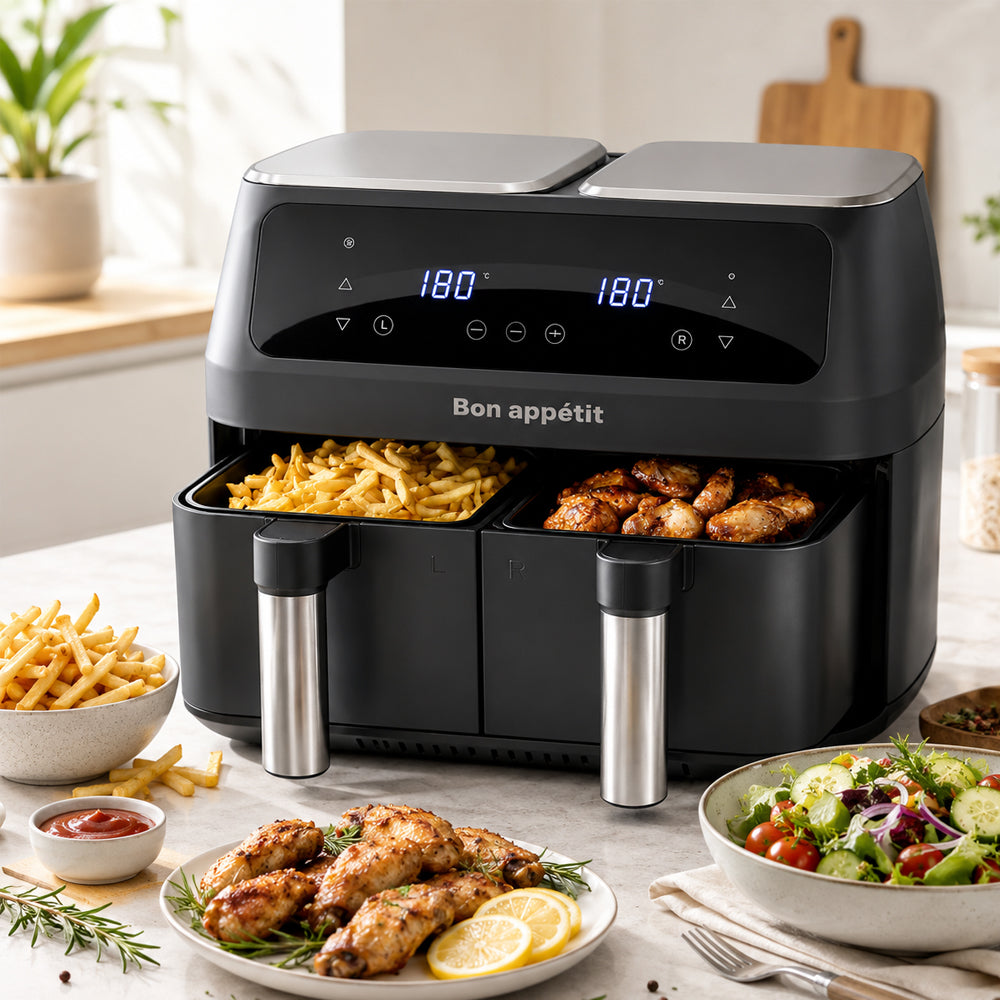 Airfryer 8,0 l - dubbel - 2 korgar och 2 400 watt