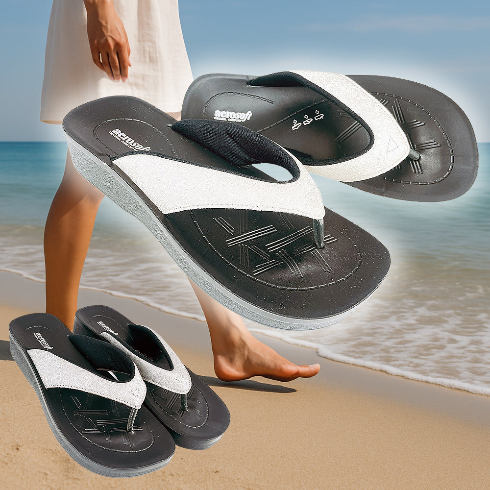 Sandaler Aerosoft - Modell 3801 i vitt & silver