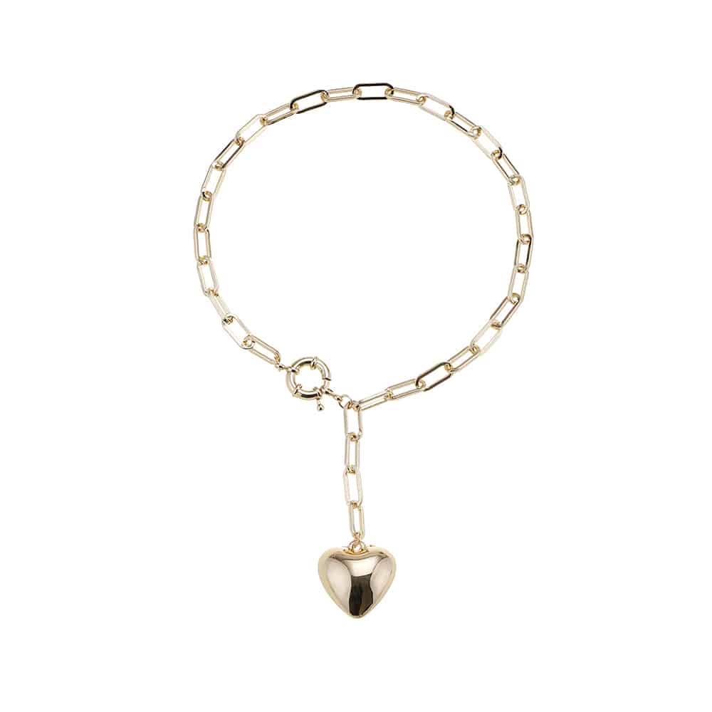 Halsband guldfärgat, hjärta som hänge