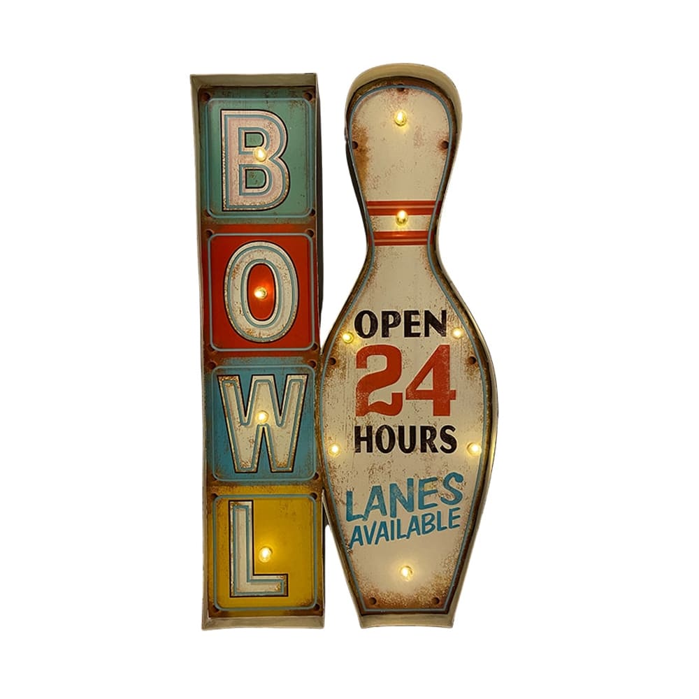 Retroskylt BOWLING med ljus