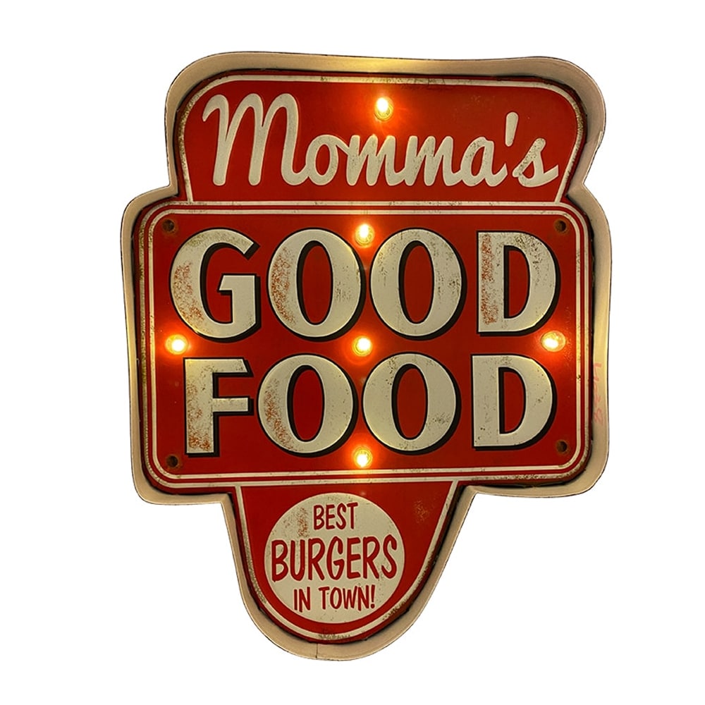 Retroskylt GOOD FOOD med ljus