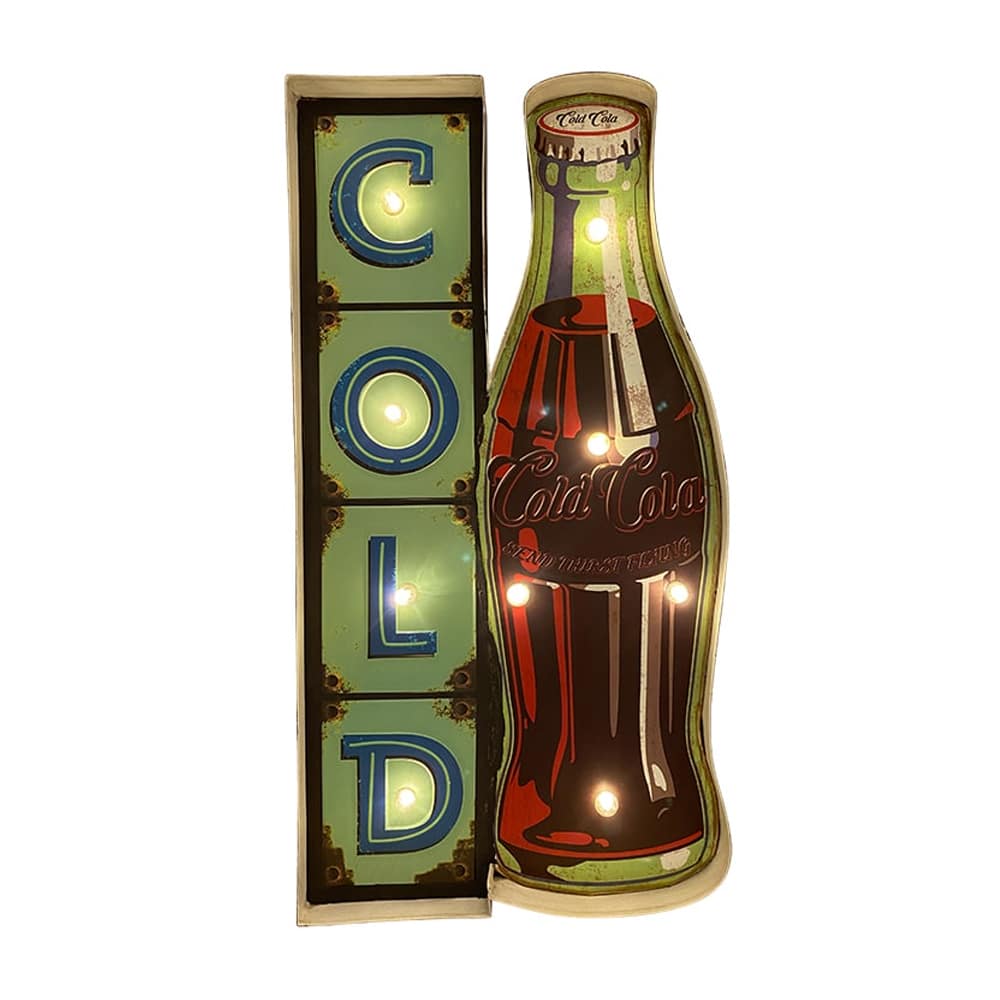 Retroskylt COLD COLA med ljus