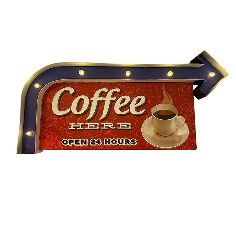 Retroskylt COFEE med ljus