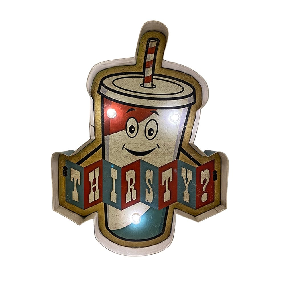 Retroskylt THIRSTY med ljus