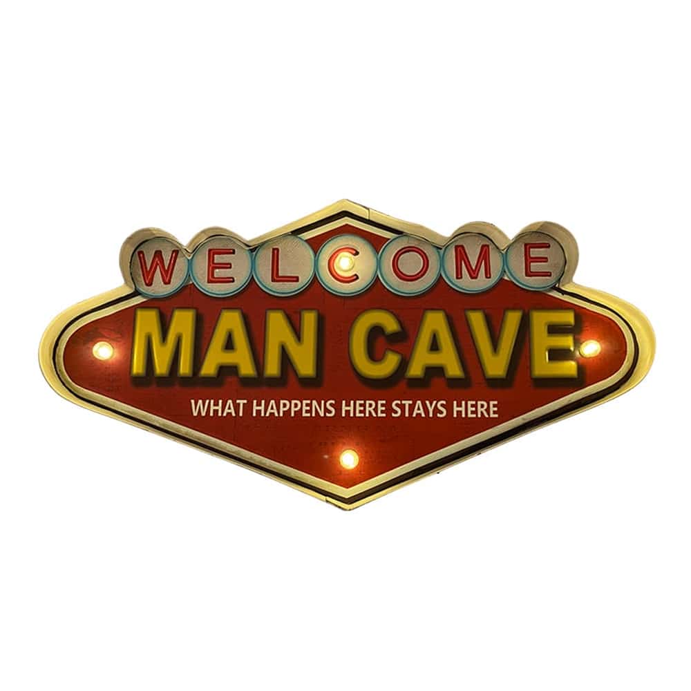 Retroskylt MAN CAVE med ljus