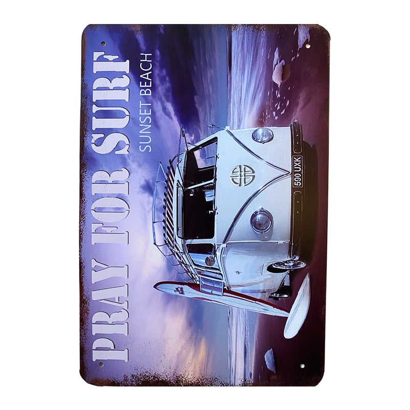 Metallskylt - Pray for surf