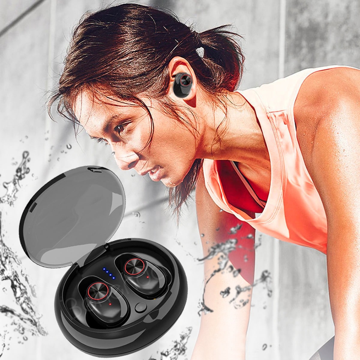 Trådlösa in-ear-hörlurar Bluetooth V5.0 (svart)