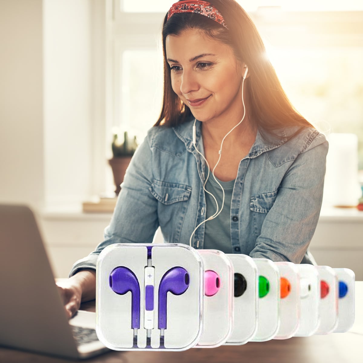 in-ear hörlurar i olika färger