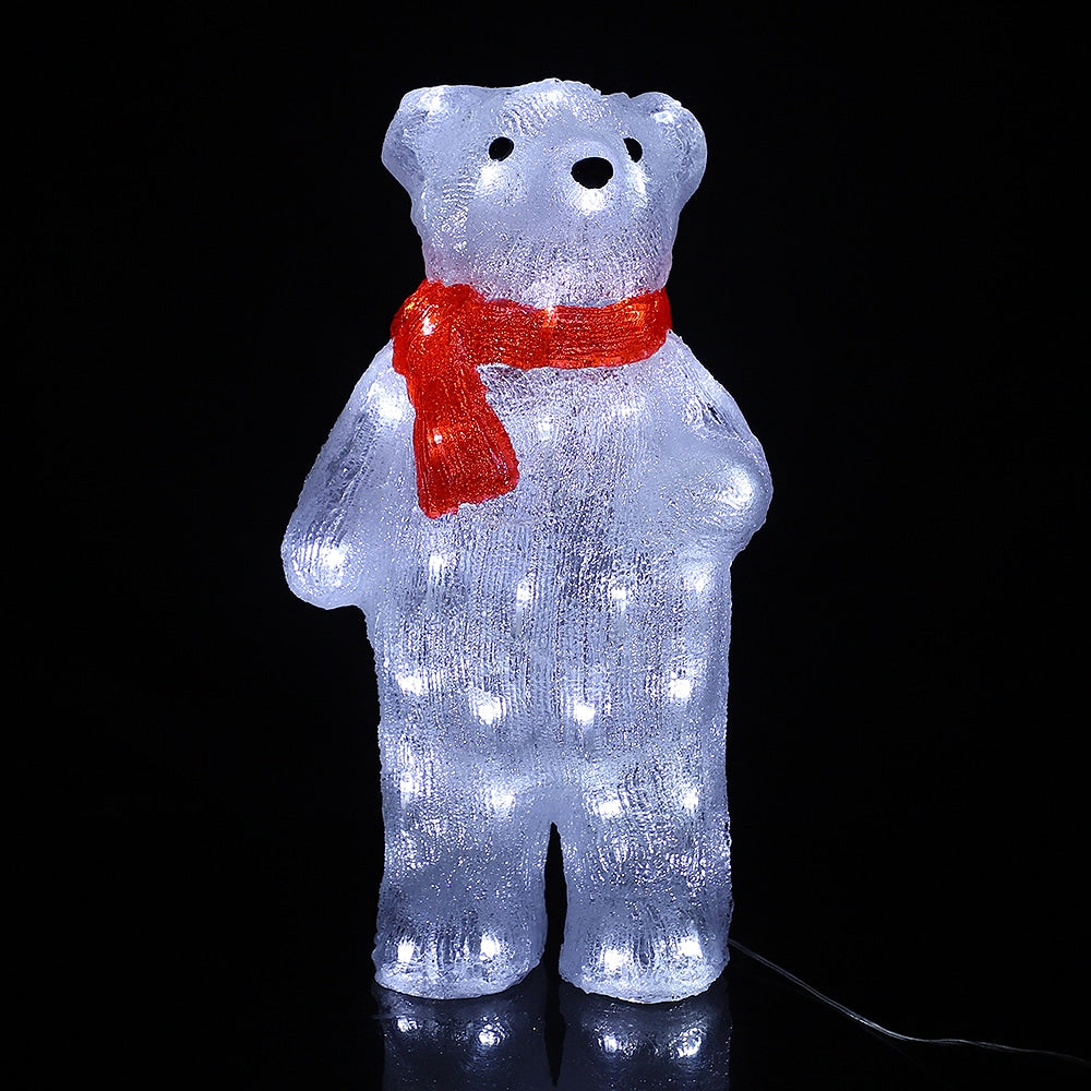 Akryl Isbjörn - Höjd 45 cm med LED-lampor -