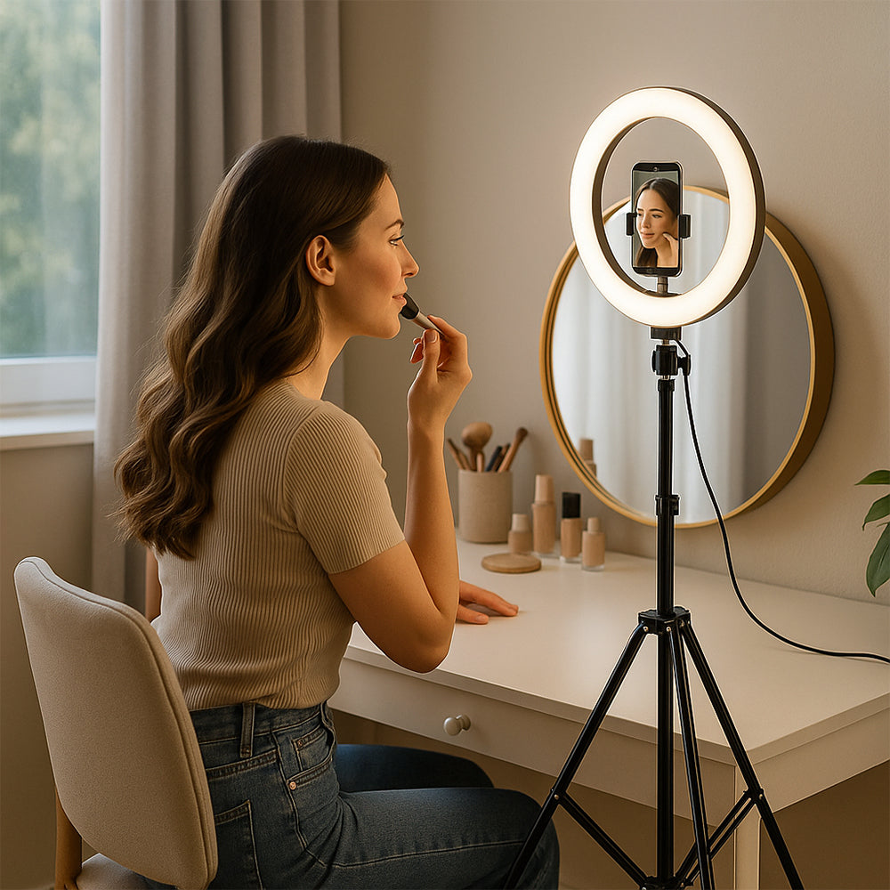 Ring Light med stativ – 3 färgtemperaturer – LJJ-26