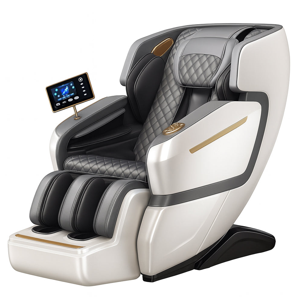 Massagefåtölj 4D Lyx Pro+ med SL-teknologi, Värmeterapi, Röststyrning & Pekskärm - Modell M5 vit