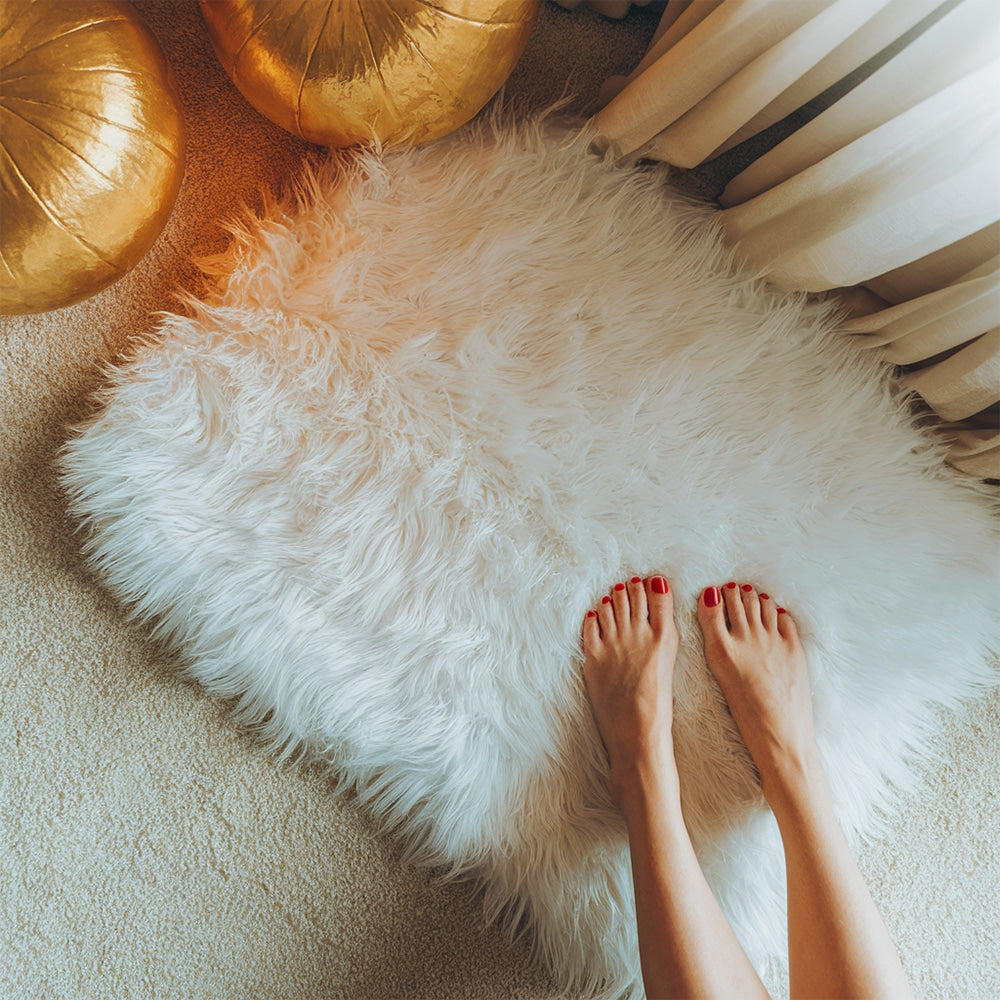 Faux Fur-pläd 60 x 90 cm – Vit