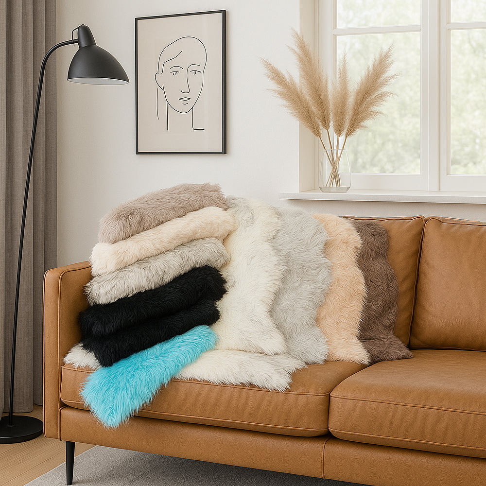 Mjuka, färgglada faux fur-minimattor