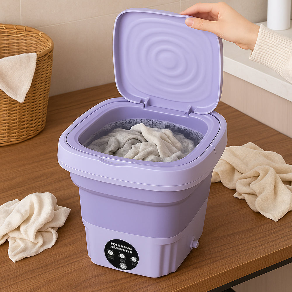 Bärbar & Hopfällbar Tvättmaskin med Torkfunktion