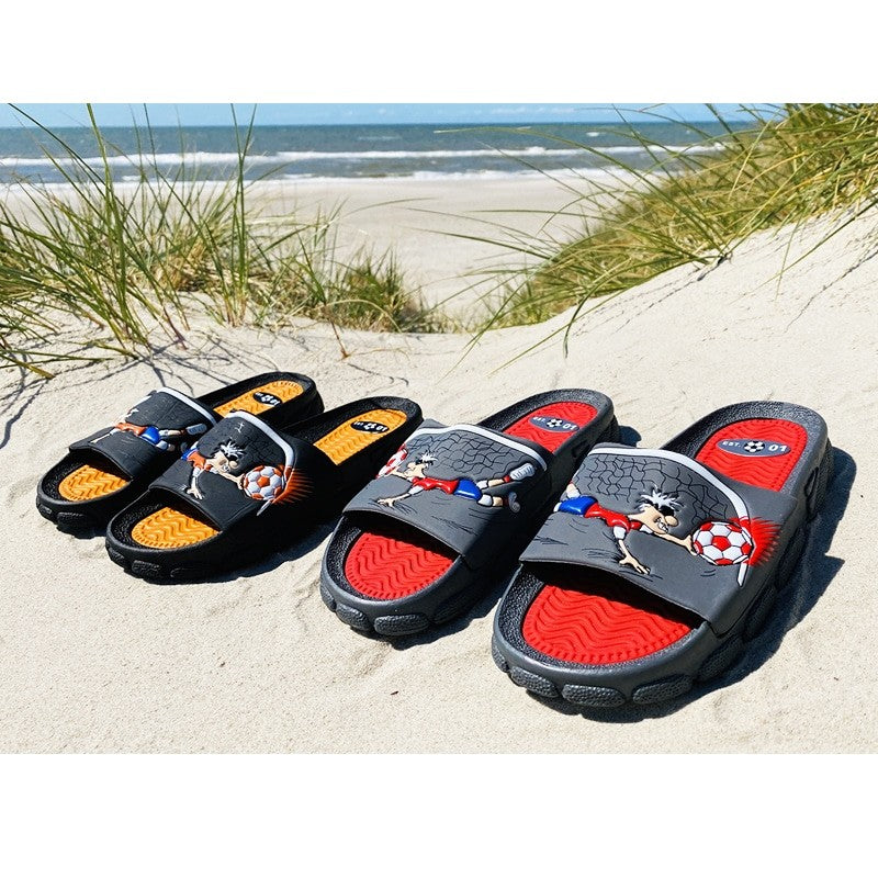 Badsandaler Aerosoft barnfotbollsmotiv - röd eller gul