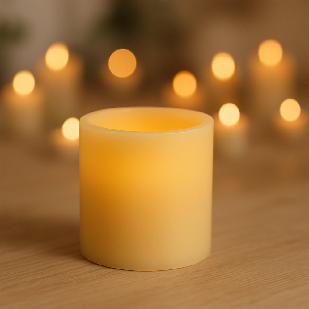 LED-blockljus med 3D-lågorsken – Ø15 cm