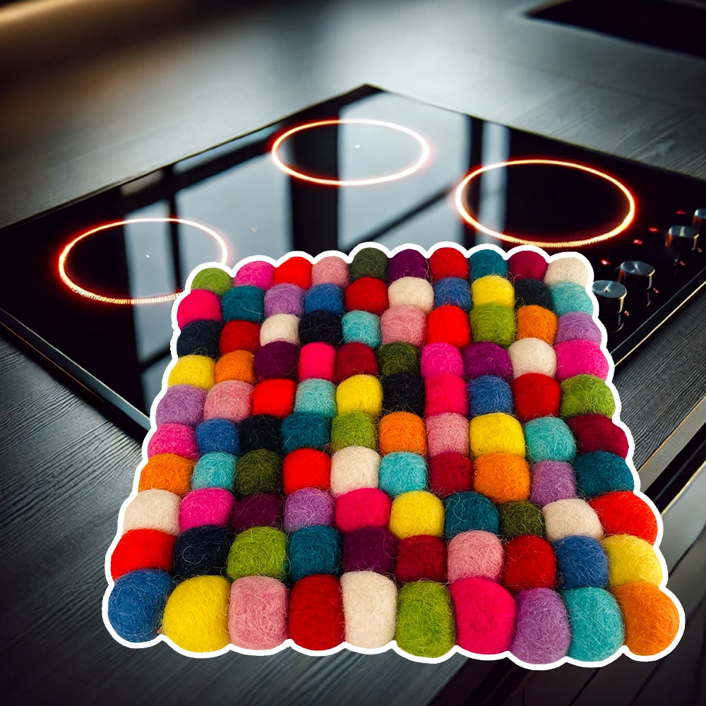 Fyrkantig Bordunderlägg i 100% Ull – Flerfärgad