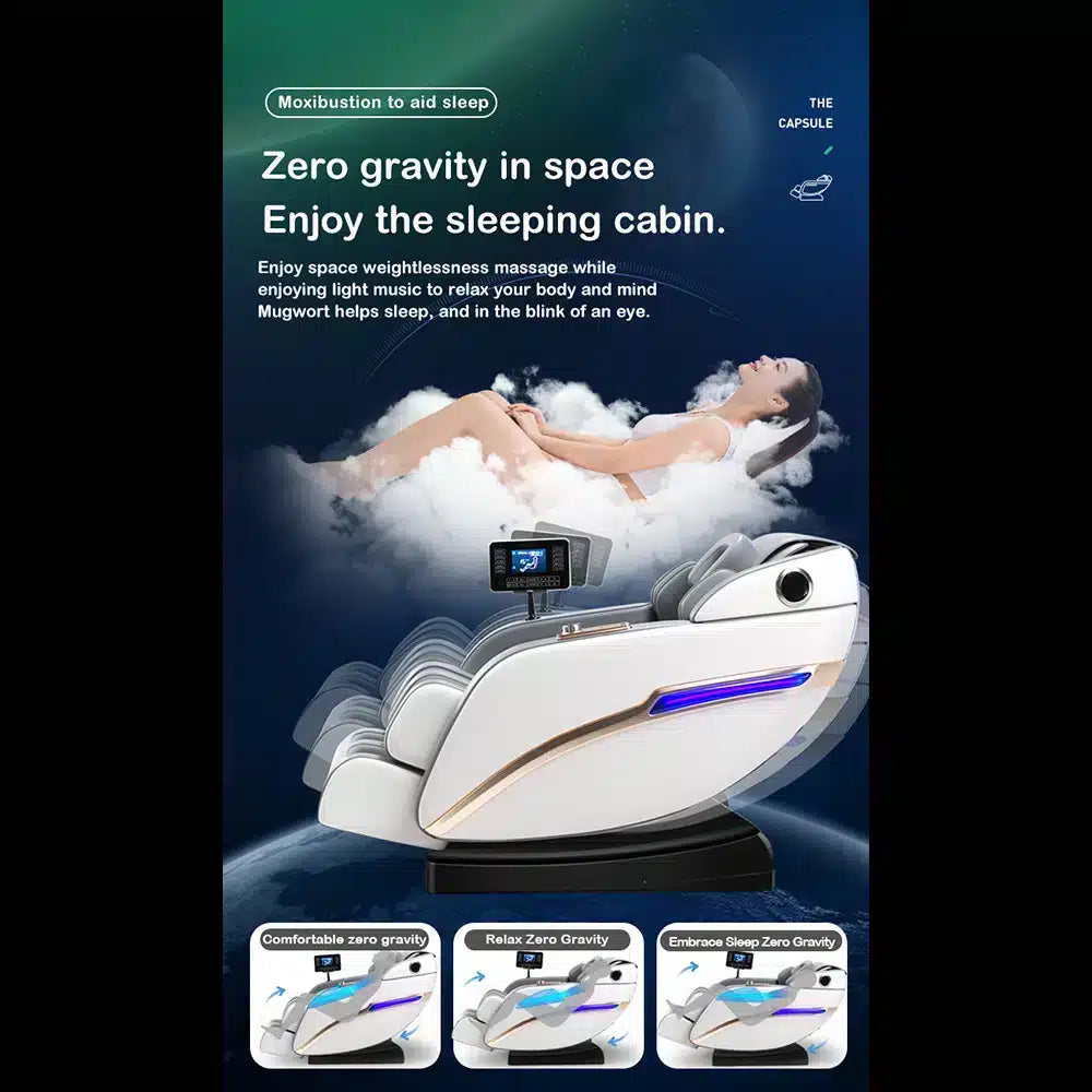 Massagestol 4D Pro+ Vit med Värmeterapi och Röststyrning – Modell M9 Vit