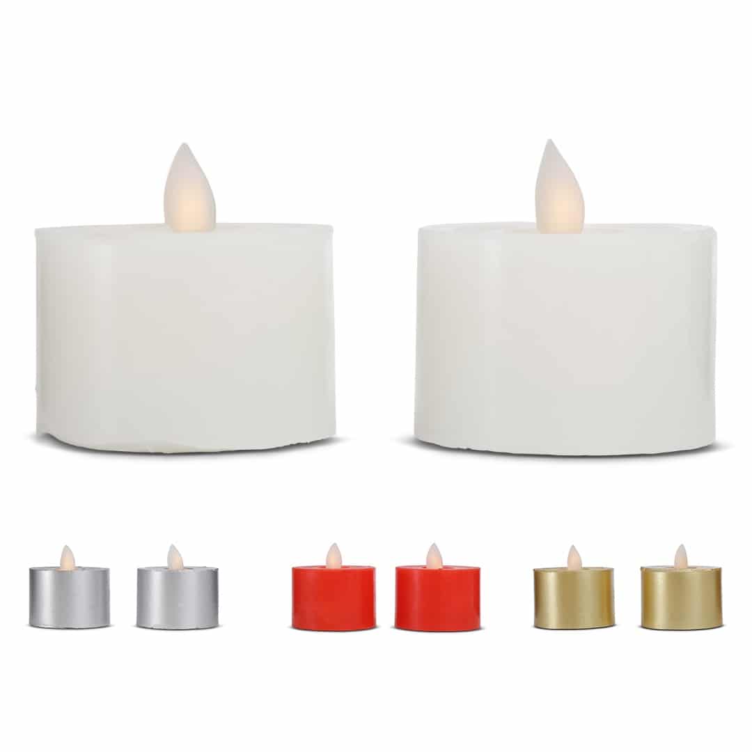 LED värmeljus stearin - 2 st. - 3 cm - m/rörlig låga - (flera färger)