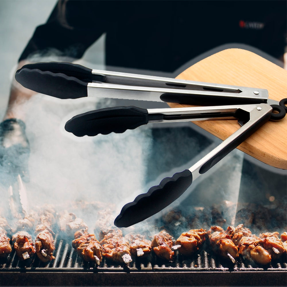 Grilltång i silikon och rostfritt stål - 23/30 cm - svart eller vit