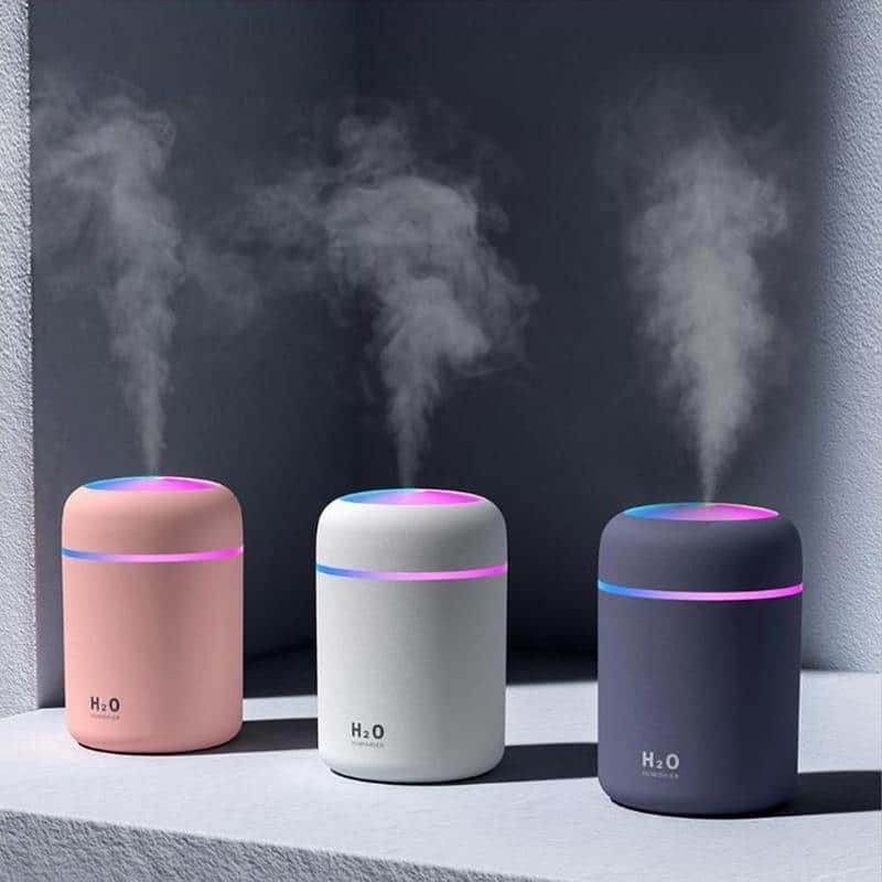 H2O luftfuktare / humidifier med LED-ljus (finns i flera färger)
