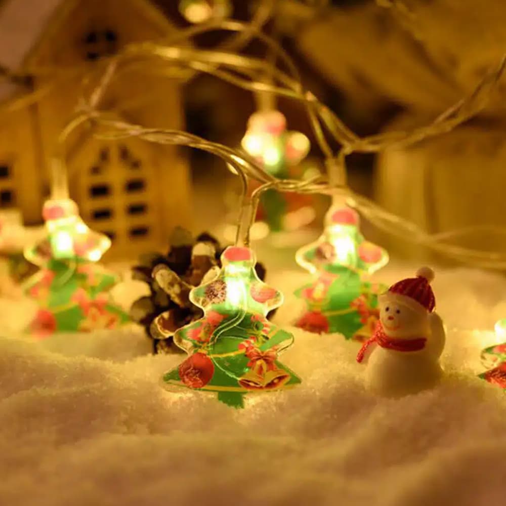 LED-ljusslinga 2 meter med Julgranar (10 st)