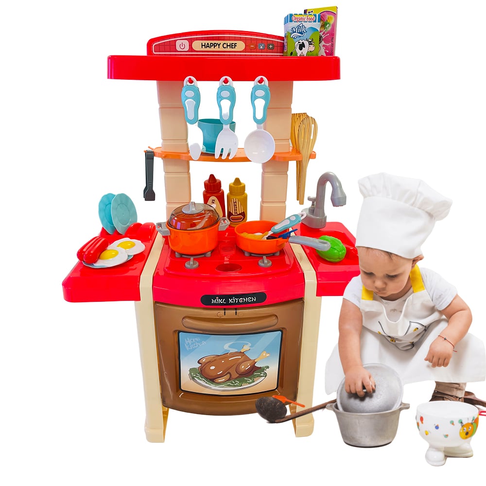 Leksakskök med vatten och ånga - set med 33 delar -