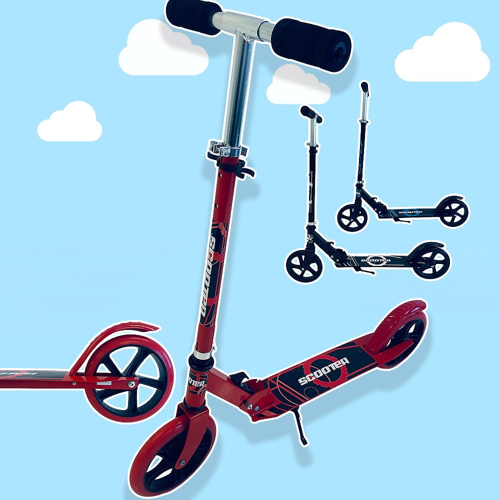 Sparkcykel med stora hjul & bakbroms – hopfällbar (finns i flera färger)