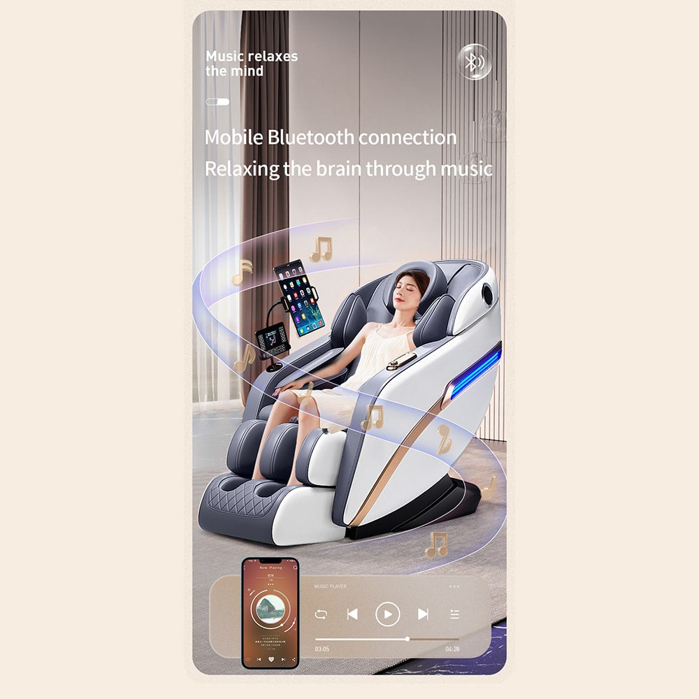 Massagestol 4D Pro+ Vit med Värmeterapi och Röststyrning – Modell M9 Vit