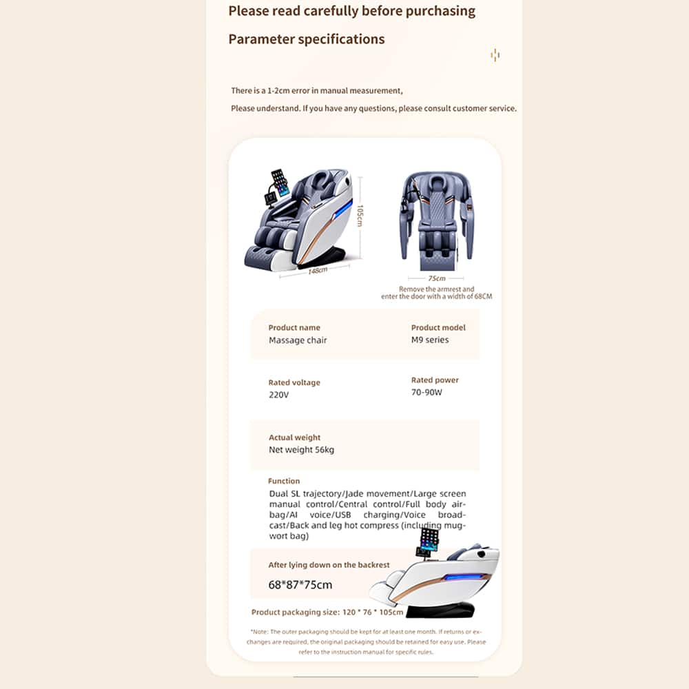 Massagestol 4D Pro+ Svart med Värmeterapi och Röststyrning – Modell M9