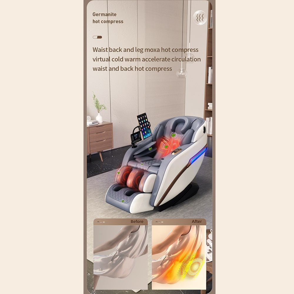 Massagestol 4D Pro+ Vit med Värmeterapi och Röststyrning – Modell M9 Vit