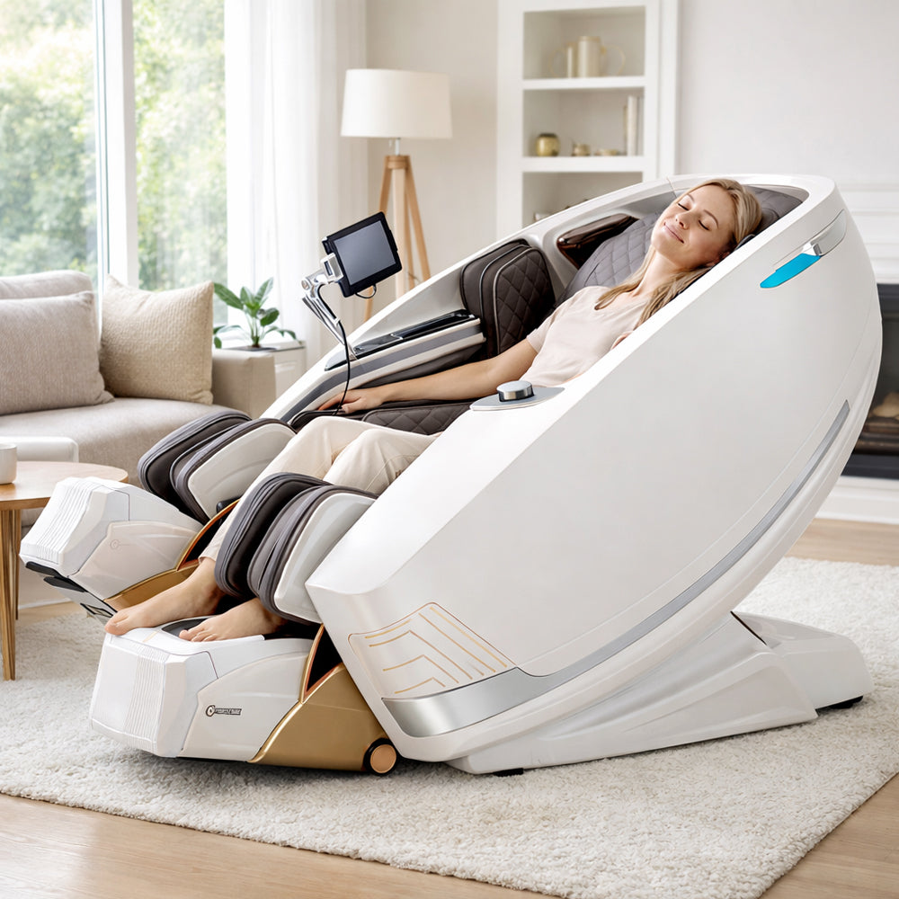 Massagefåtölj med 4D-kroppsscanning, Dual Zone Stretching, 32 airbags, värme i ländrygg/ben och Zero Gravity - Modell 988A