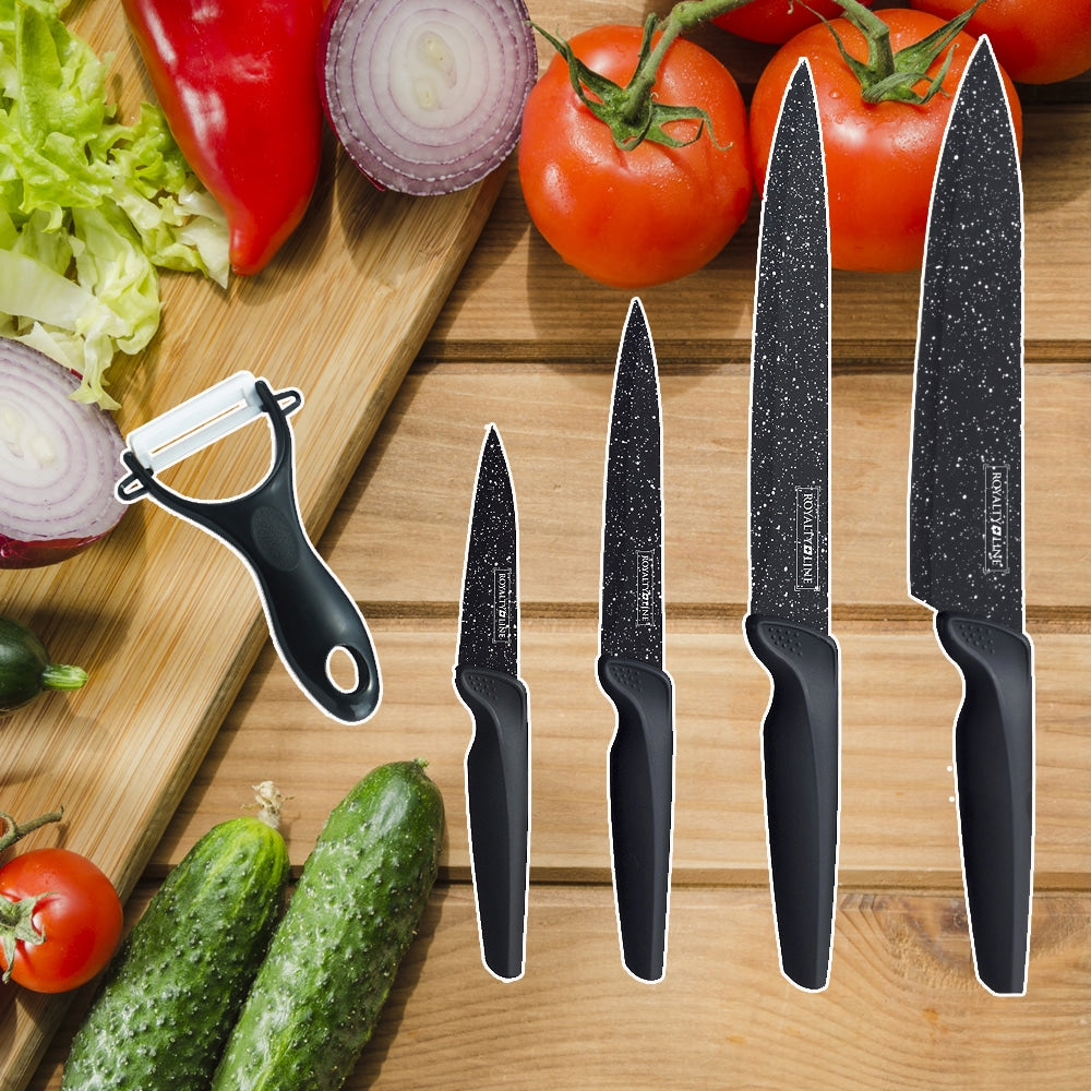 Knivset (4 delar + skalare) Royalty Line med marmorbeläggning