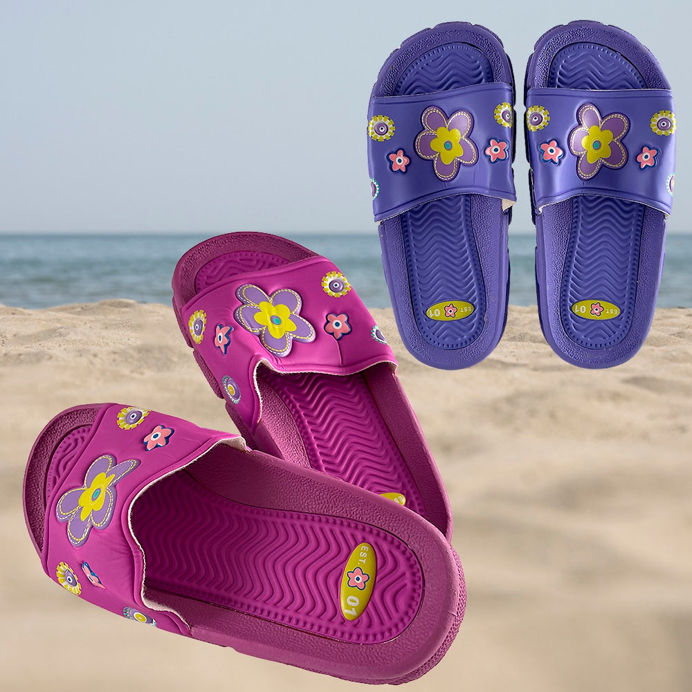 Barn Gummi Sandaler i Lila och Rosa
