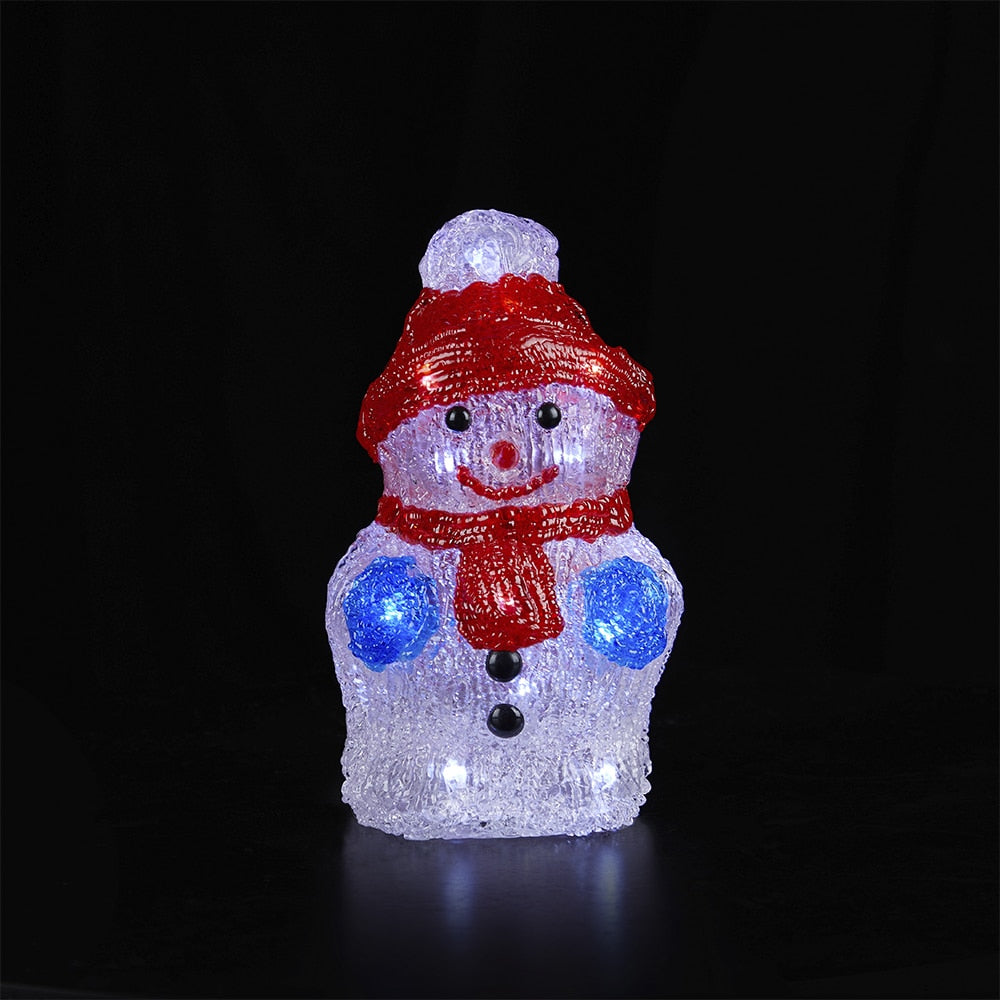 Snögubbe Akryl - höjd 21 cm med LED-ljus