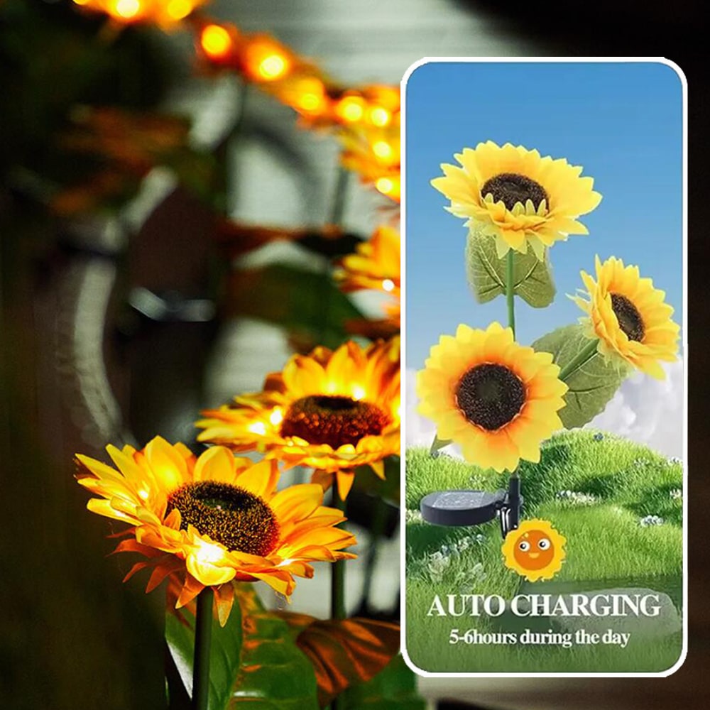 Solcells-solros trädgårdslampa 80 cm