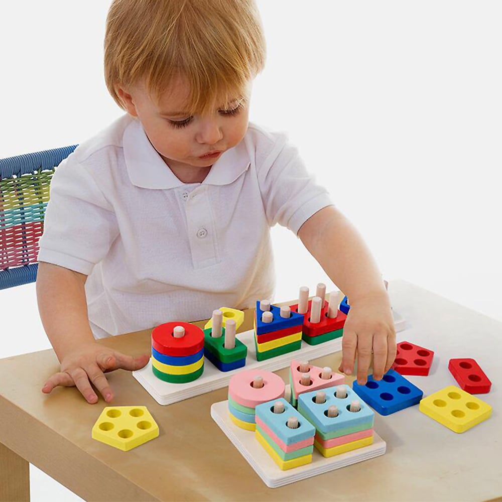 Trä Stapelbräde för Utveckling av Motoriska Färdigheter och Koordination